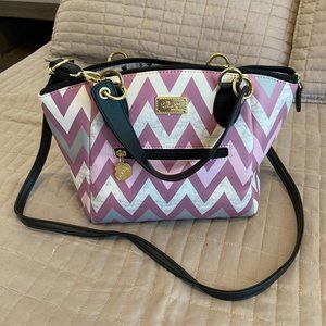 Luv Betsey Johnson Purse Mauve Pink Chevron Print Satchel